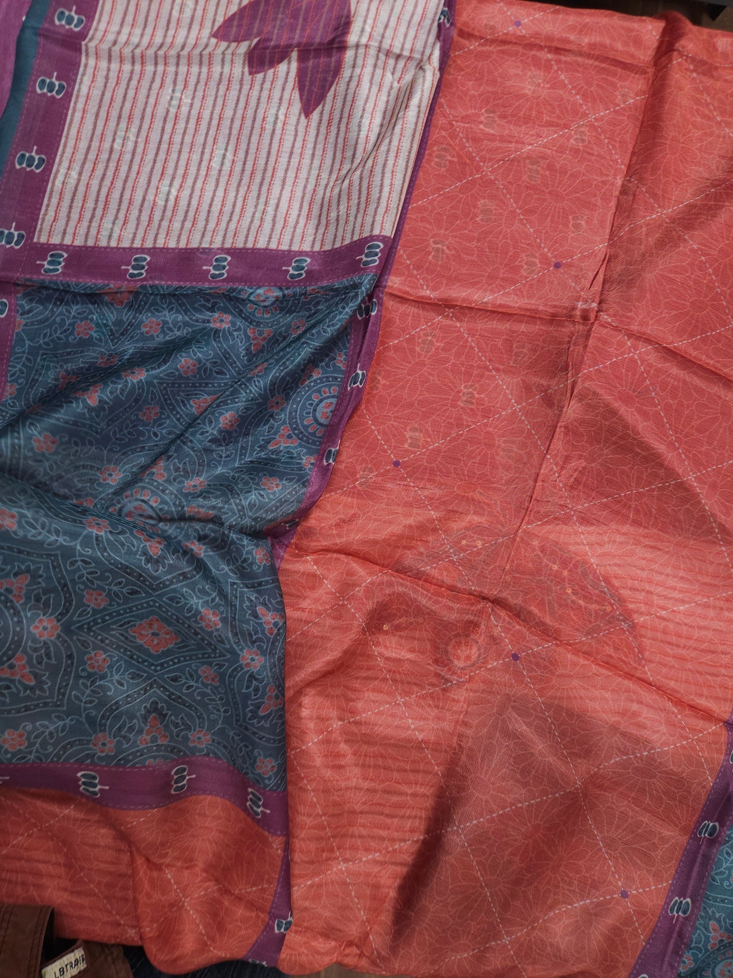 Mulberry Teal Heritage Cotton Suit Fabric Set with Cotton Muslin Dupatta (3-Piece)