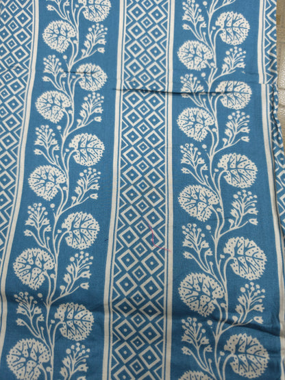Dusty Blue Cotton Suit Set with Pure Chiffon Dupatta