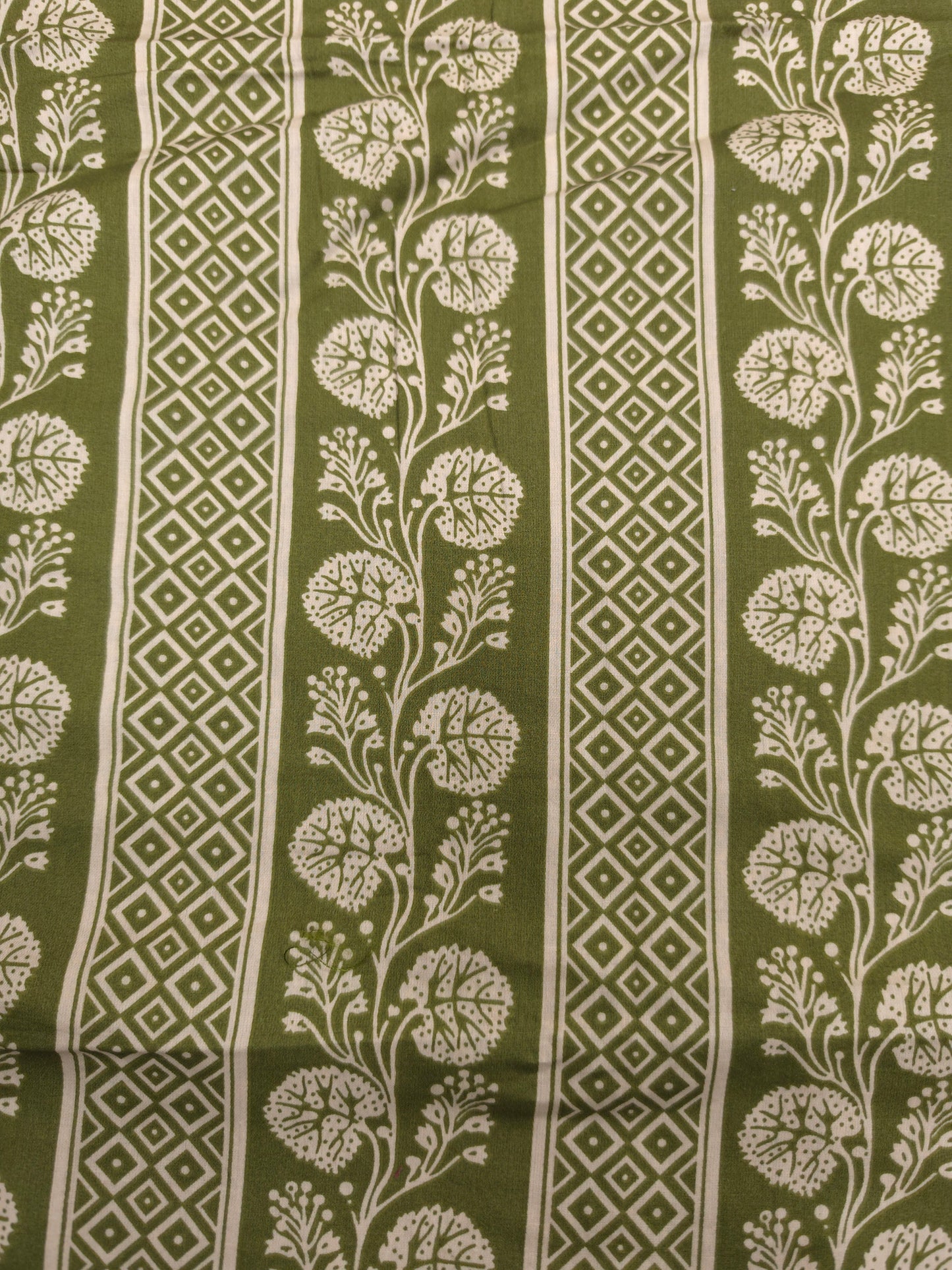 Olive Green Cotton Suit Set with Pure Chiffon Dupatta