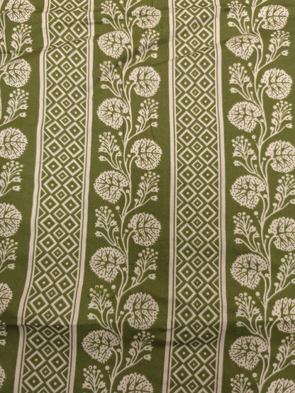 Olive Green Cotton Suit Set with Pure Chiffon Dupatta