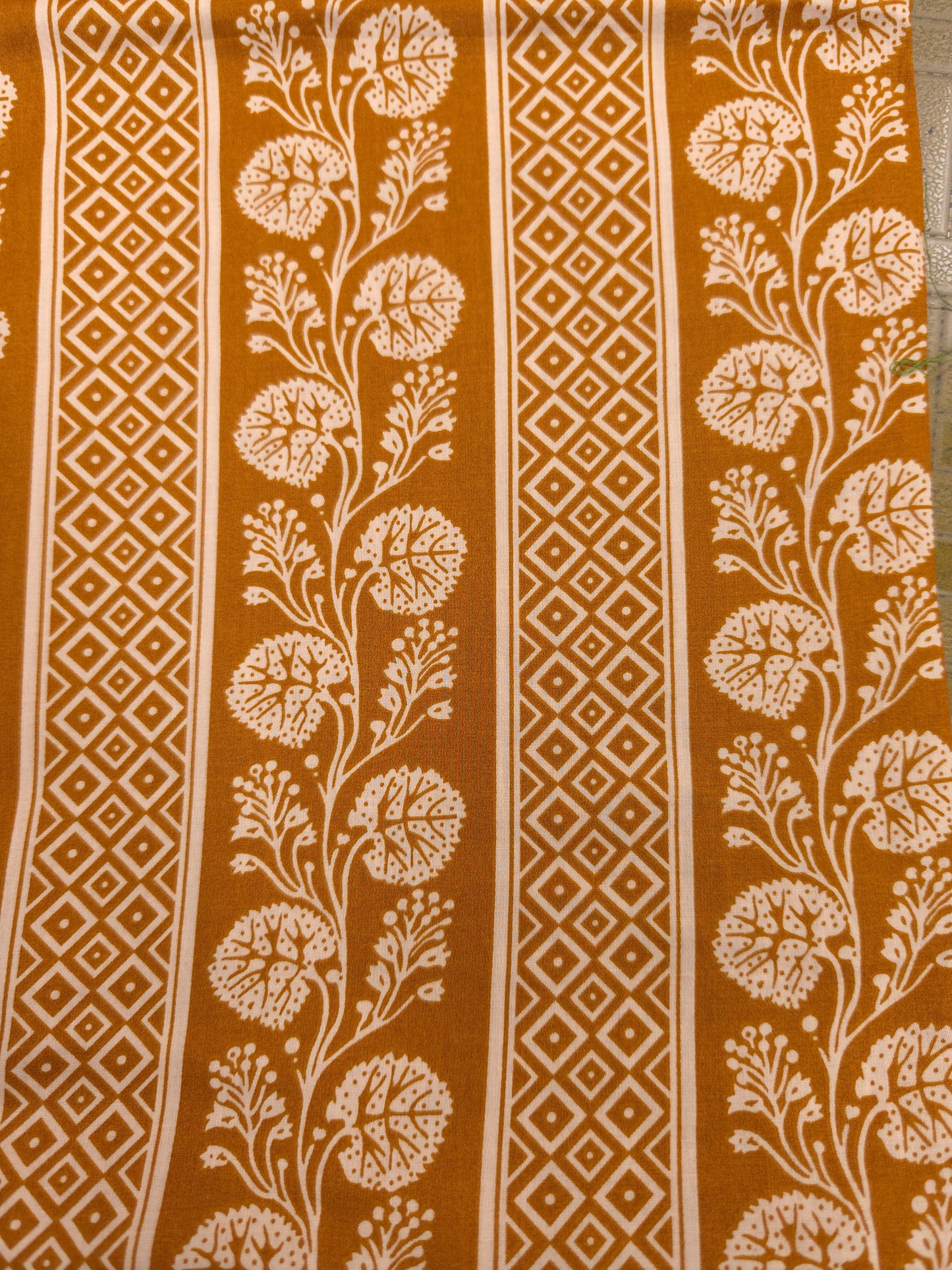 Mustard Yellow Cotton Suit Set with Pure Chiffon Dupatta