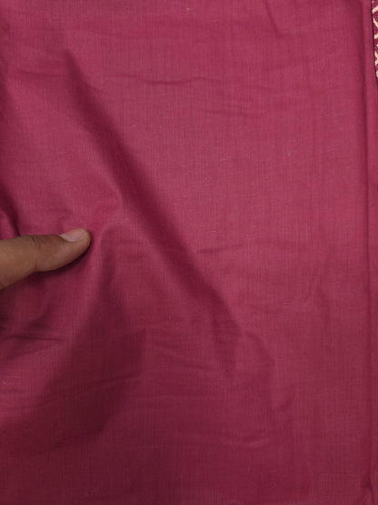 Rose Pink Cotton Suit Set with Pure Chiffon Dupatta
