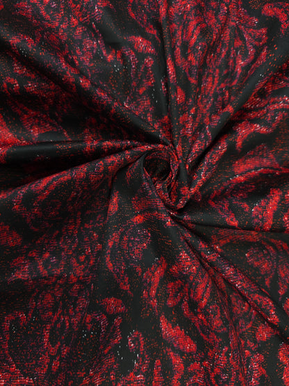Premium Cotton Lycra Digital Print Fabric 60 Inch | Red Black Floral Print Fabric