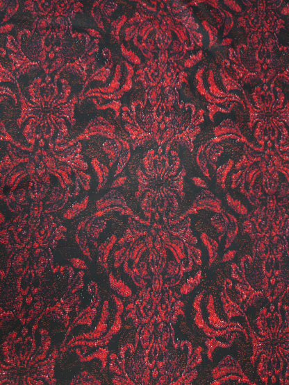 Premium Cotton Lycra Digital Print Fabric 60 Inch | Red Black Floral Print Fabric