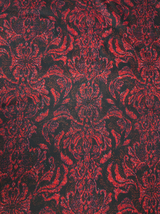 Premium Cotton Lycra Digital Print Fabric 60 Inch | Red Black Floral Print Fabric
