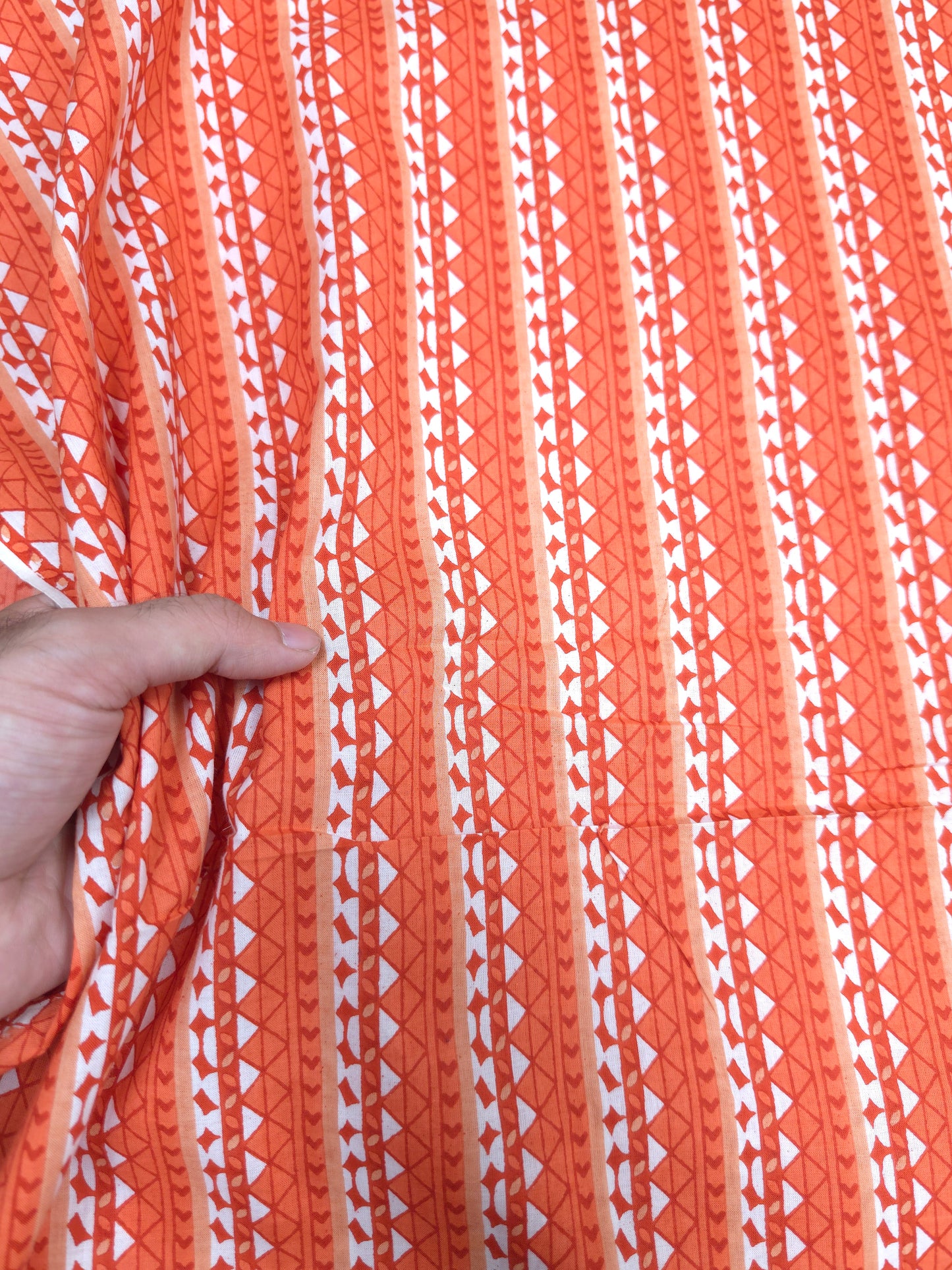 Premium Coral Orange Cotton Suit Set with Printed Bottom