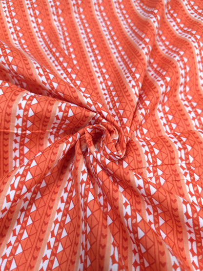 Premium Coral Orange Cotton Suit Set with Printed Bottom