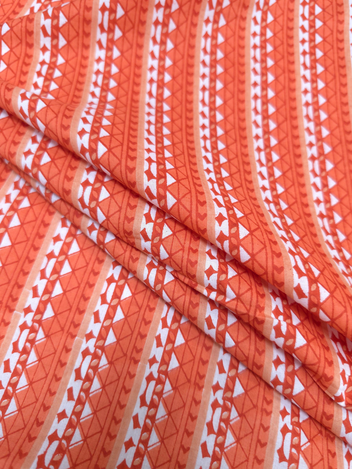 Premium Coral Orange Cotton Suit Set with Printed Bottom