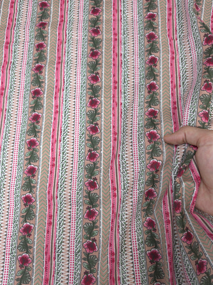 Premium White Pink Floral Cotton Suit Set with Printed Bottom