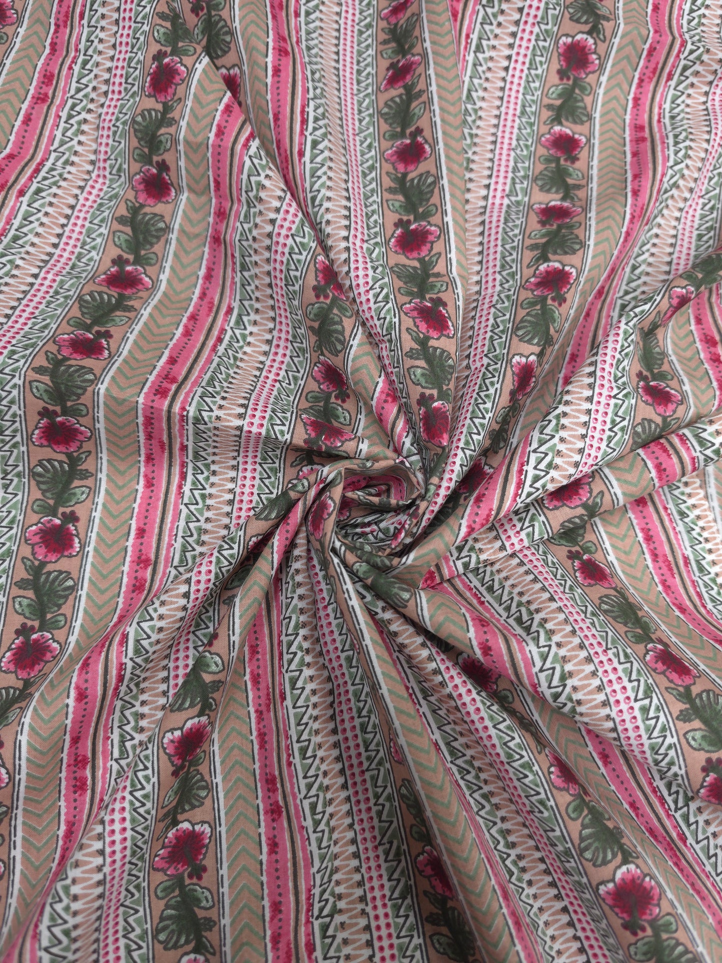 Premium White Pink Floral Cotton Suit Set with Printed Bottom