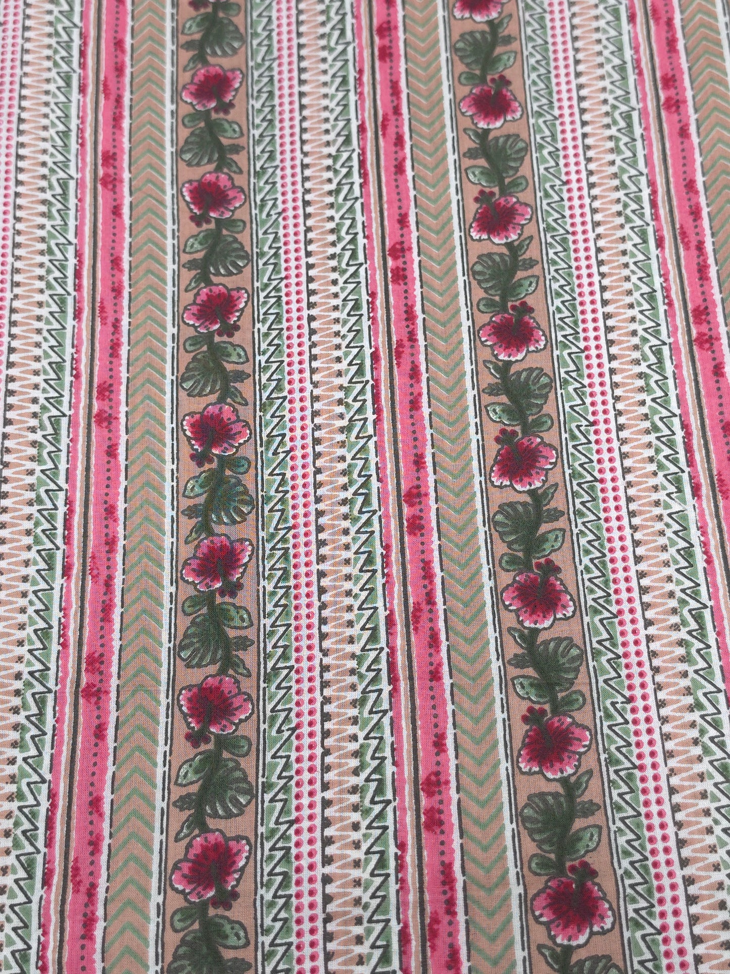 Premium White Pink Floral Cotton Suit Set with Printed Bottom