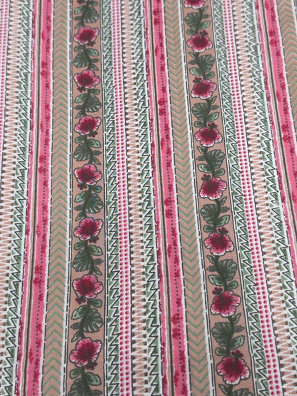 Premium White Pink Floral Cotton Suit Set with Printed Bottom