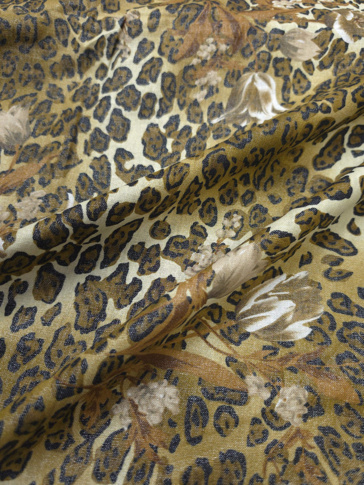Imported Sheen Linen Fabric with Abstract Floral Print