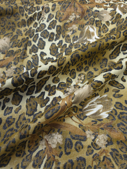 Imported Sheen Linen Fabric with Abstract Floral Print