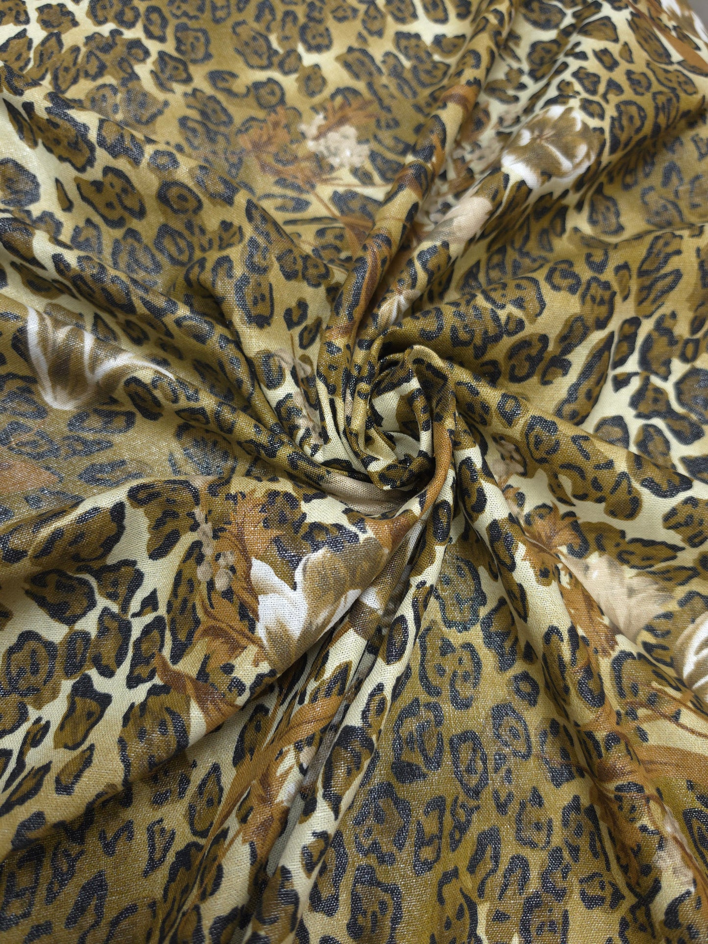 Imported Sheen Linen Fabric with Abstract Floral Print