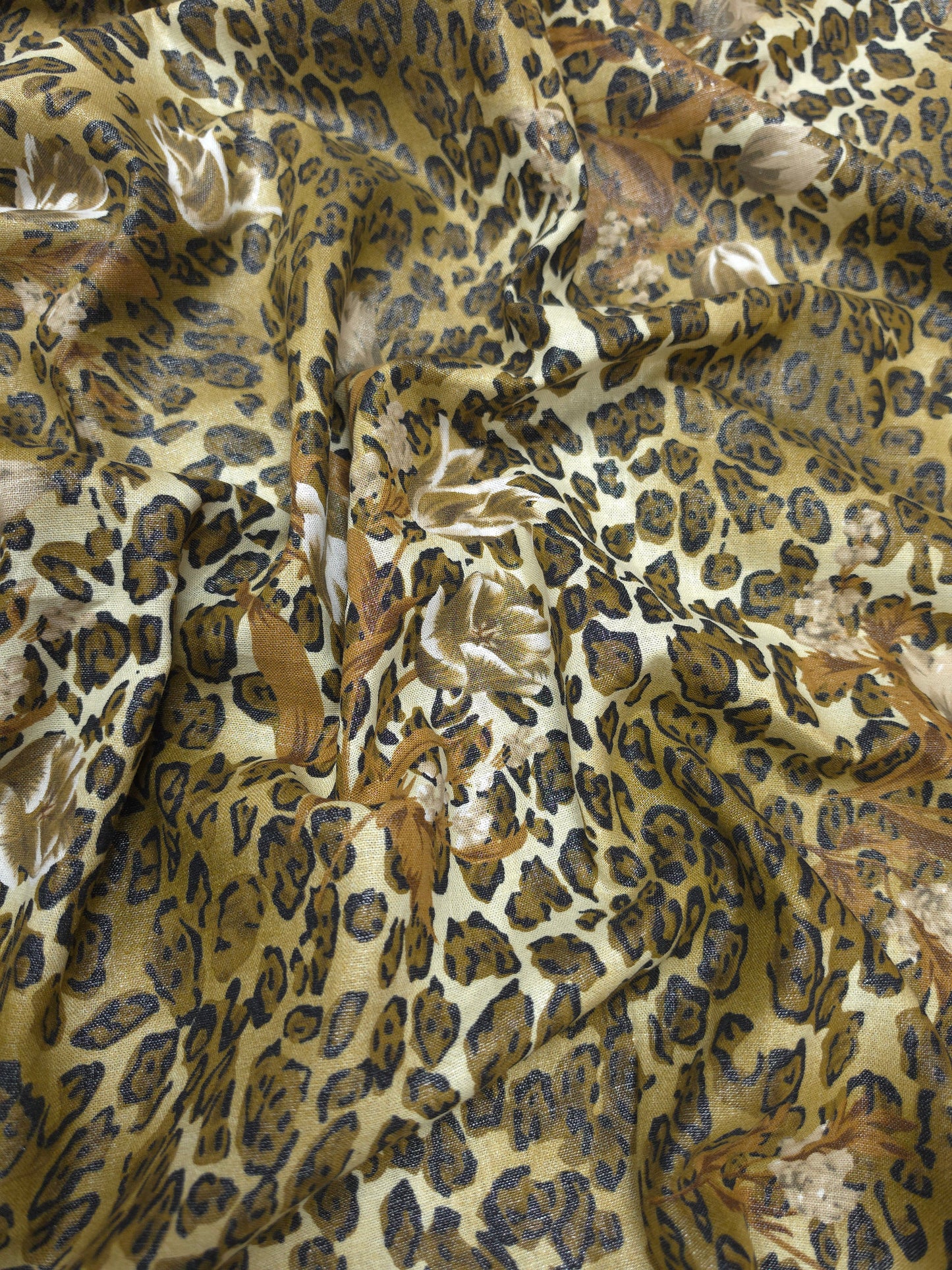 Imported Sheen Linen Fabric with Abstract Floral Print