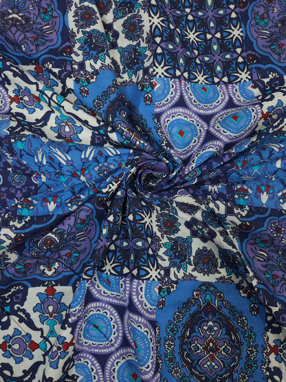 Blue Patchwork Printed Cotton Fabric