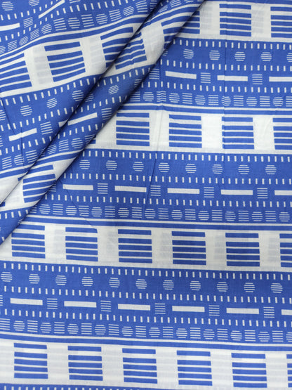 Blue Geometric Printed Cotton Fabric