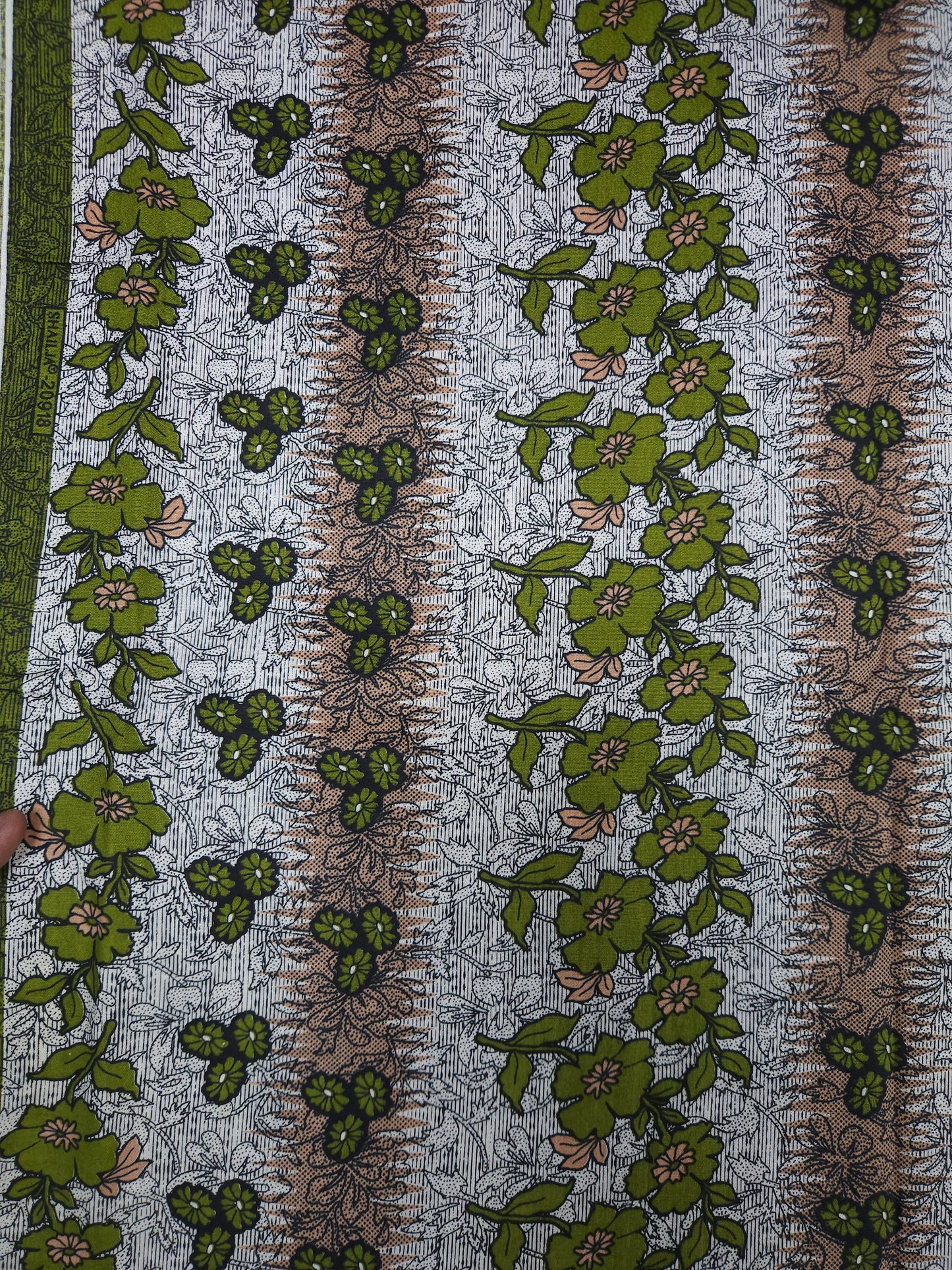 Olive Floral Printed Cotton Fabric