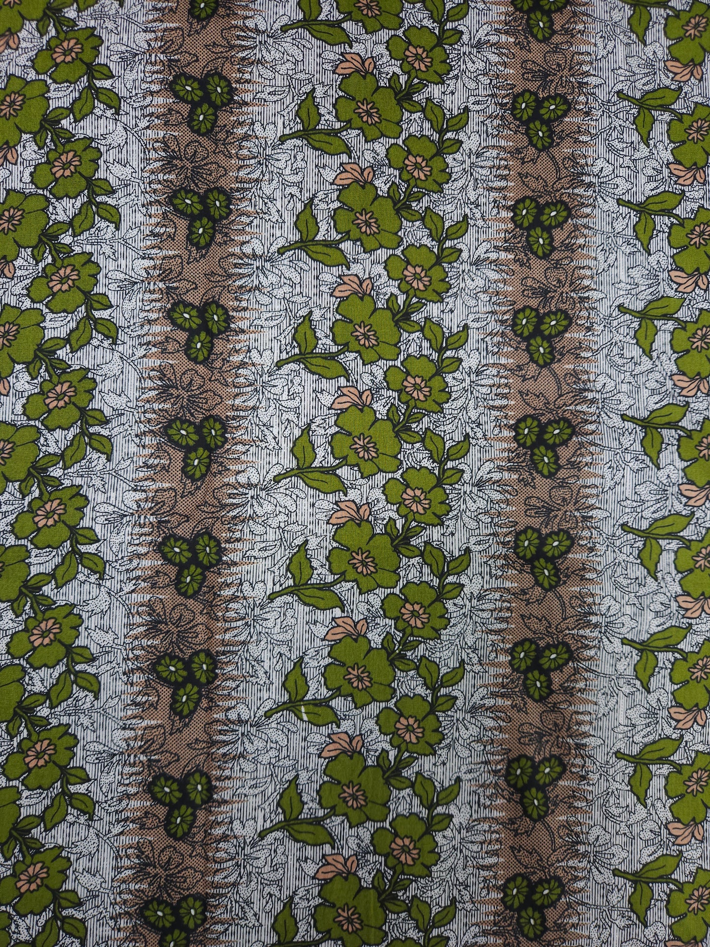Olive Floral Printed Cotton Fabric