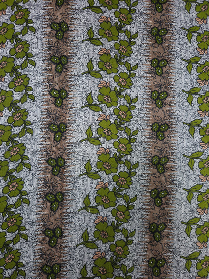 Olive Floral Printed Cotton Fabric