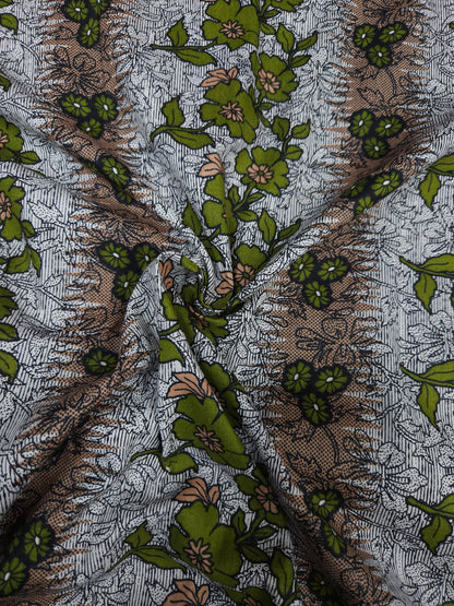 Olive Floral Printed Cotton Fabric