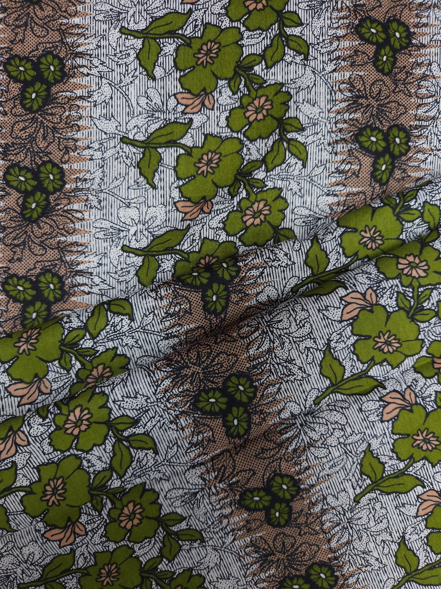 Olive Floral Printed Cotton Fabric