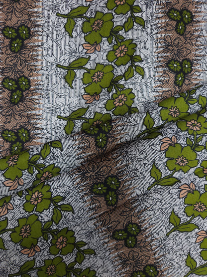 Olive Floral Printed Cotton Fabric