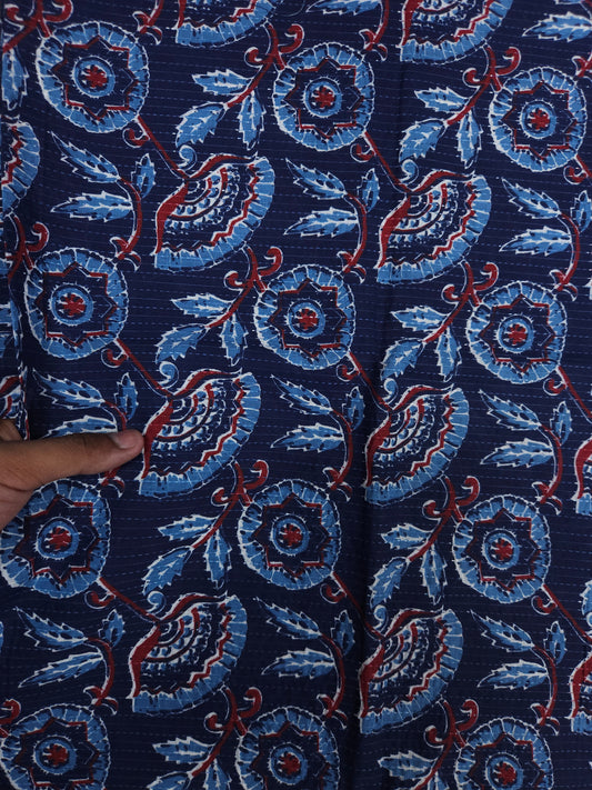 Navy Blue Heritage Paisley Kantha Cambric Cotton
