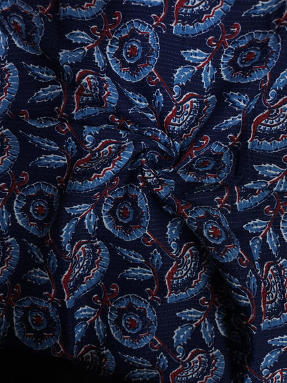 Navy Paisley Print Cotton Suit Set