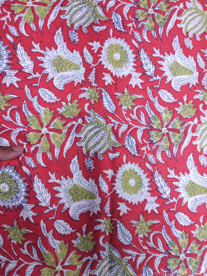 Crimson Bloom Botanical Cotton Suit Set