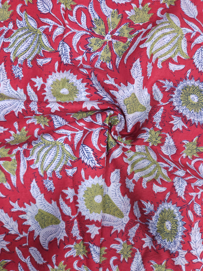 Crimson Bloom Botanical Cotton Suit Set