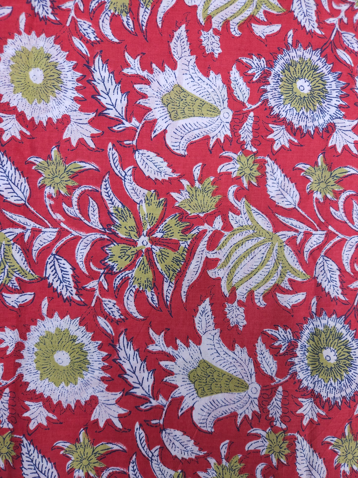 Crimson Bloom Botanical Cotton Suit Set