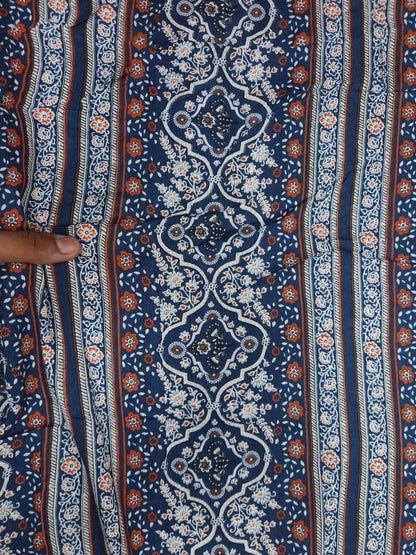 Blue Ethnic Floral Stripe Cotton Fabric