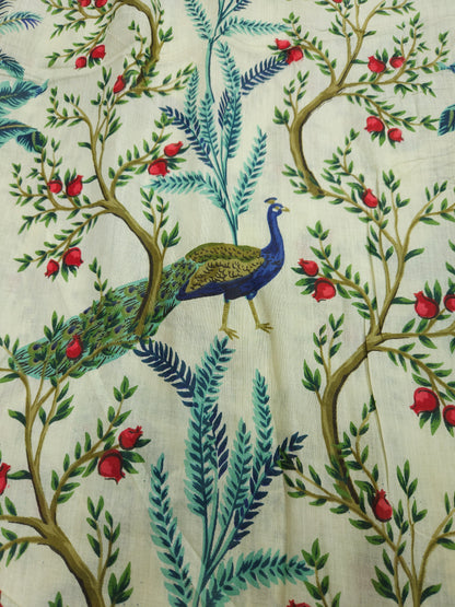 Peacock Garden Printed Cotton Fabric