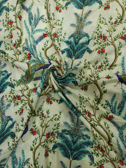 Heritage Peacock Tree Print Cotton Suit Set