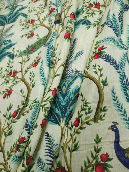 Heritage Peacock Tree Print Cotton Suit Set