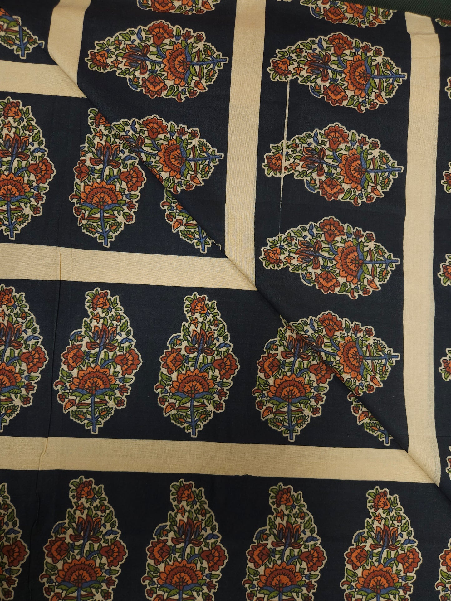 Black Floral Buta Printed Cotton Fabric