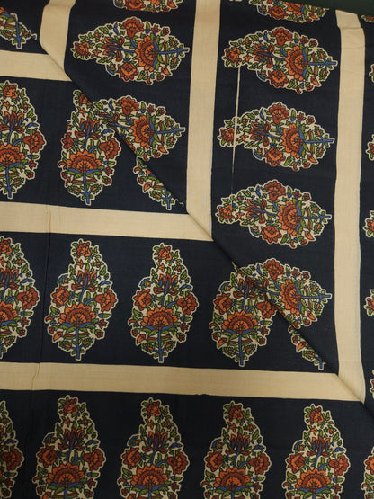 Black Floral Buta Printed Cotton Fabric