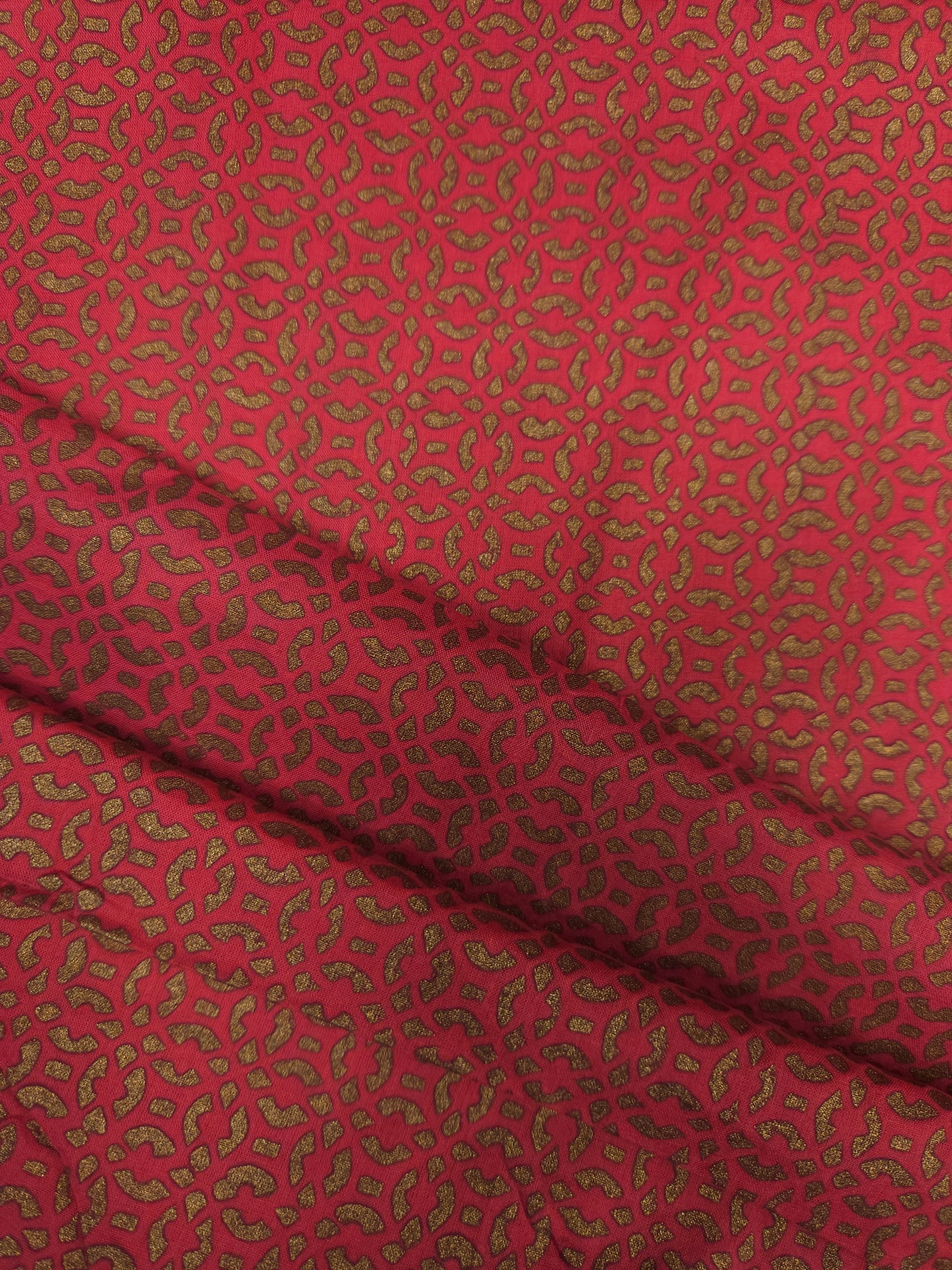 Pink Gold Printed Cotton Fabric