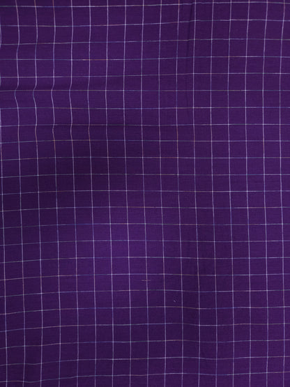 Purple Checked Cotton Fabric with Traditional Border