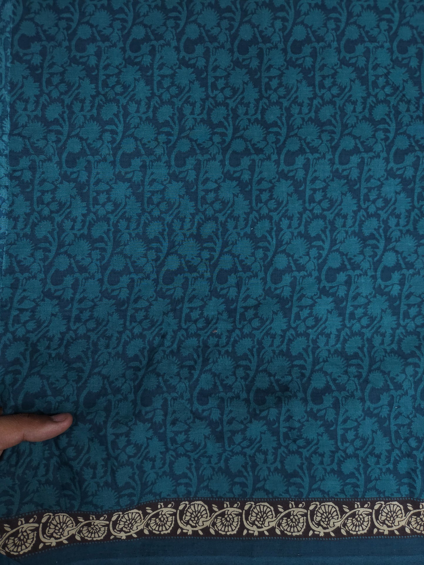 Teal Floral Cotton Fabric