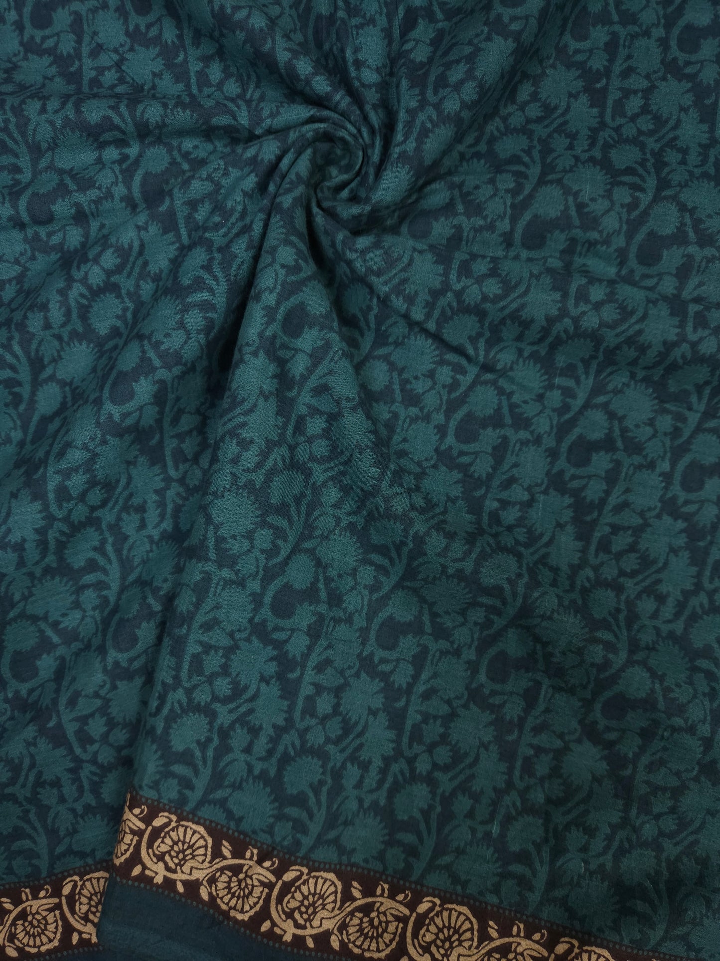 Teal Floral Cotton Fabric