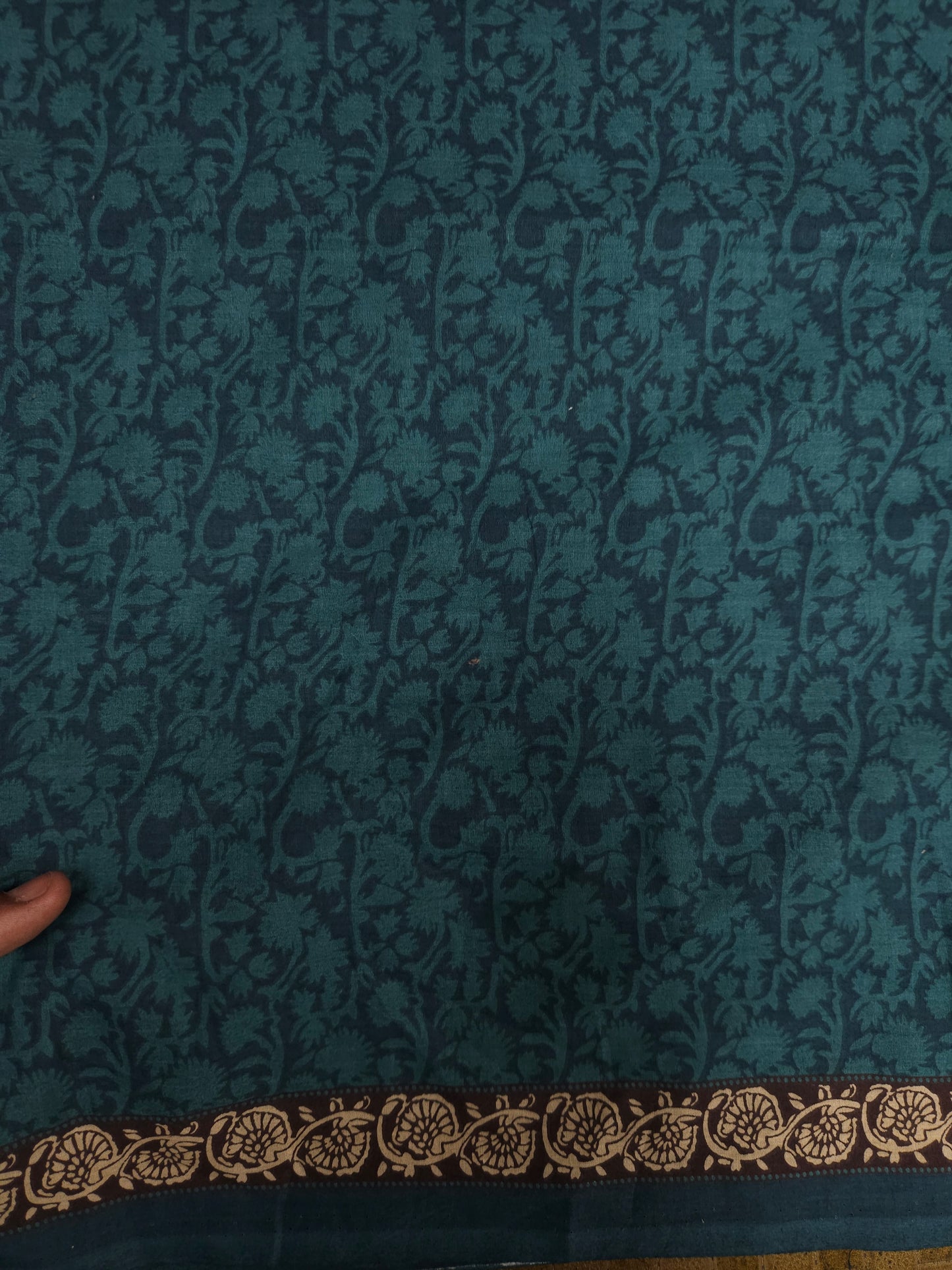 Teal Floral Cotton Fabric