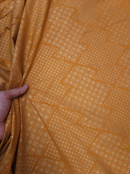 Mustard Geometric Print Cotton Fabric