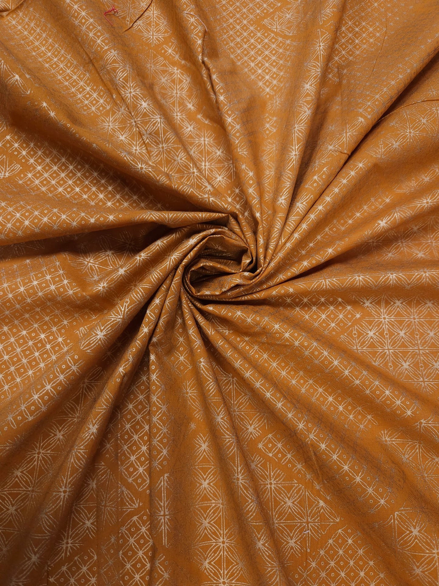 Mustard Geometric Print Cotton Fabric