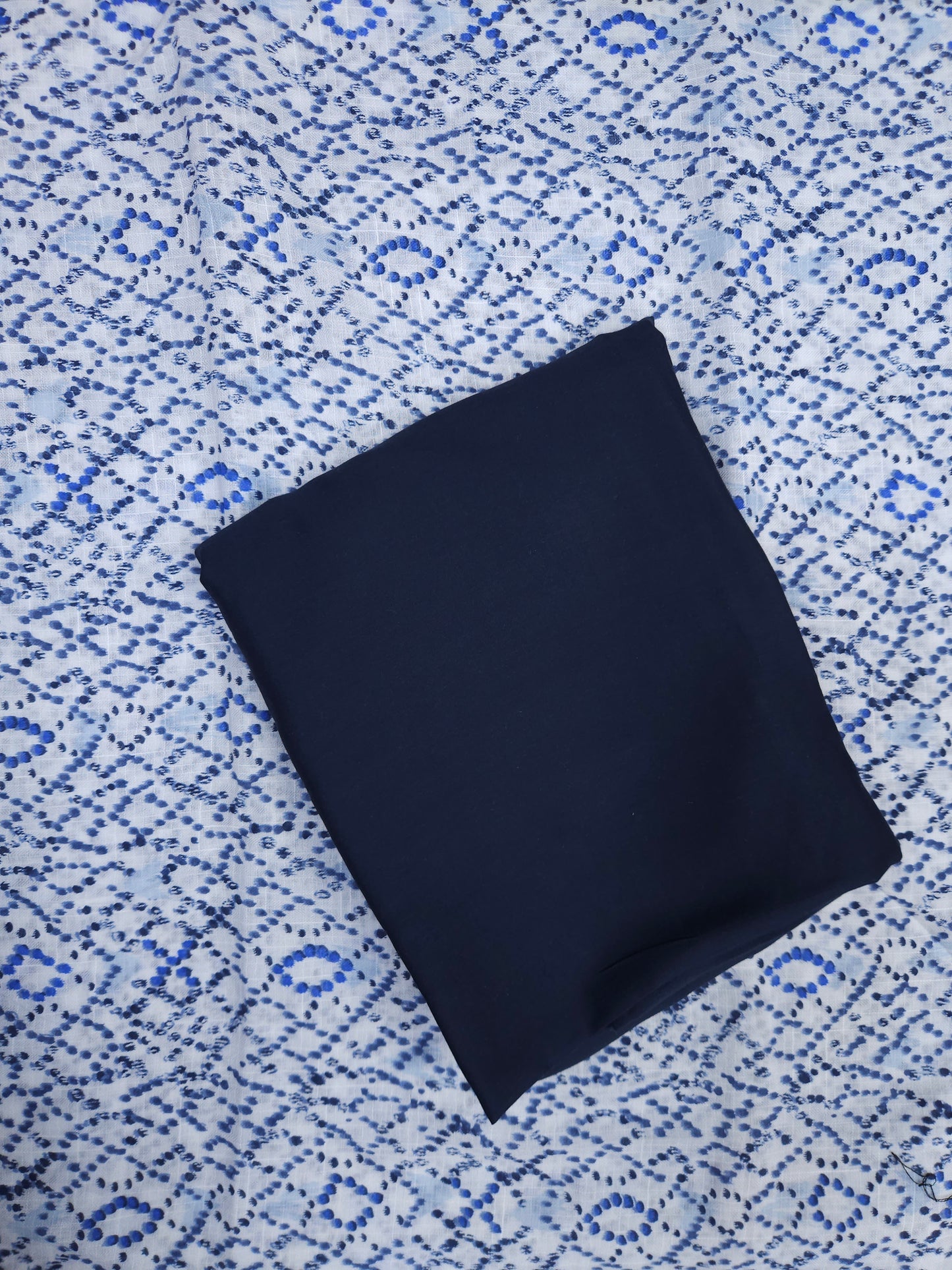 Azure Blue Artistic Dot Print Cotton Suit Set