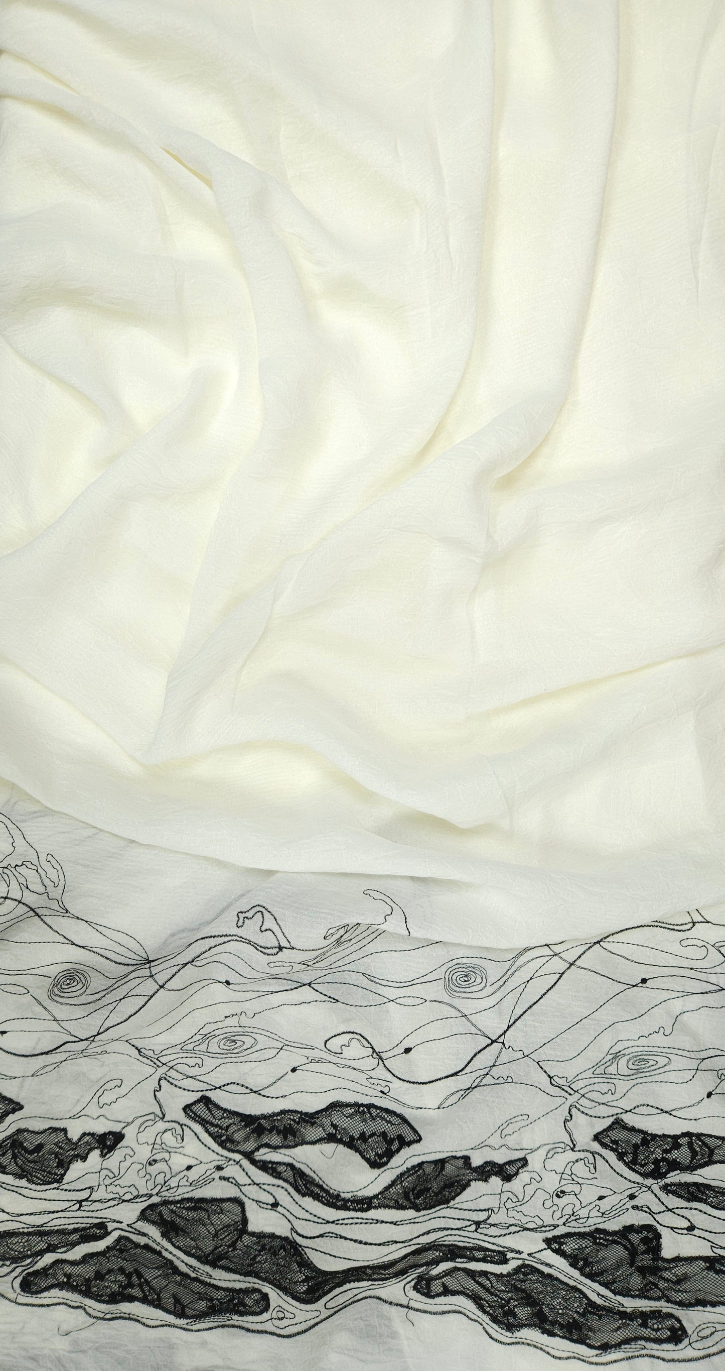 Imported Georgette Thread Work Fabric with Border