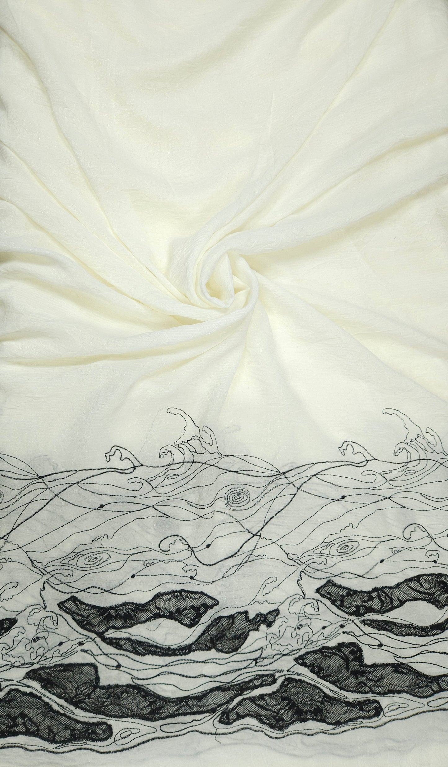 Imported Georgette Thread Work Fabric with Border