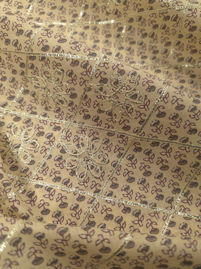 Premium Mul Cotton Fabric with Stitched Gota Patti Work – 60 Inch Width